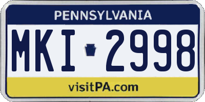 PA license plate MKI2998
