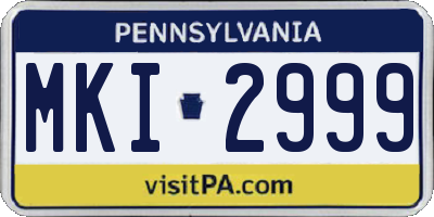 PA license plate MKI2999