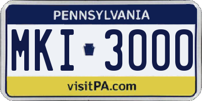 PA license plate MKI3000
