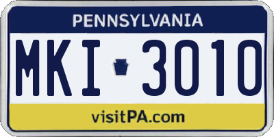 PA license plate MKI3010