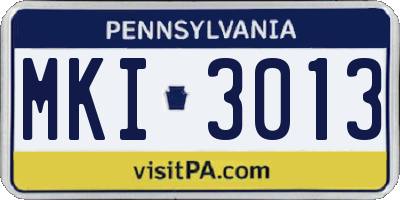 PA license plate MKI3013