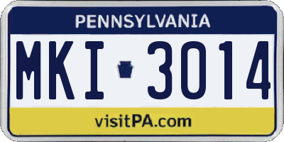 PA license plate MKI3014