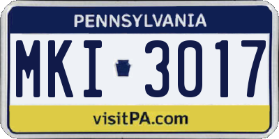 PA license plate MKI3017