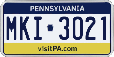 PA license plate MKI3021