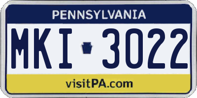 PA license plate MKI3022