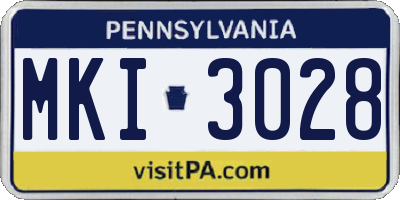 PA license plate MKI3028