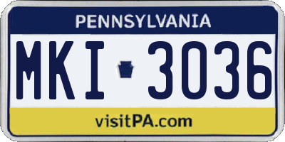 PA license plate MKI3036