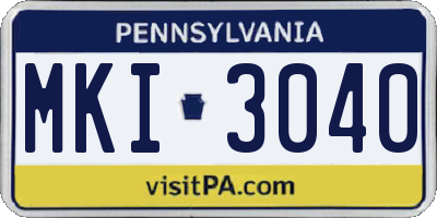 PA license plate MKI3040