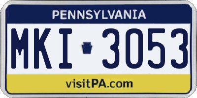 PA license plate MKI3053