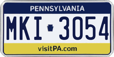 PA license plate MKI3054