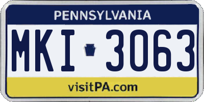 PA license plate MKI3063