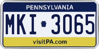 PA license plate MKI3065
