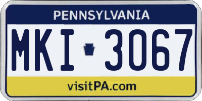 PA license plate MKI3067