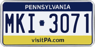 PA license plate MKI3071