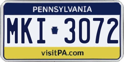 PA license plate MKI3072