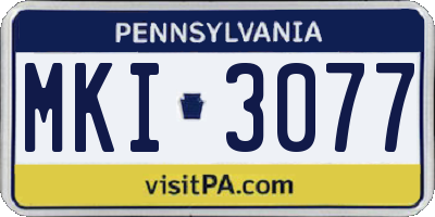 PA license plate MKI3077