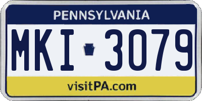 PA license plate MKI3079