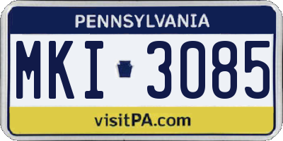 PA license plate MKI3085