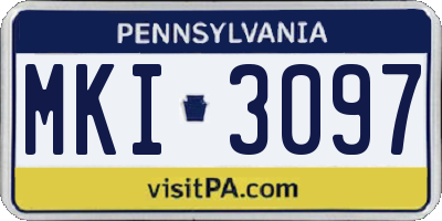 PA license plate MKI3097
