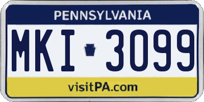 PA license plate MKI3099