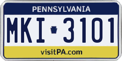 PA license plate MKI3101