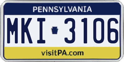 PA license plate MKI3106