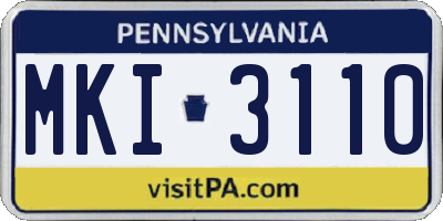 PA license plate MKI3110