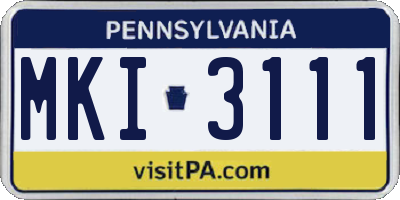 PA license plate MKI3111