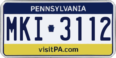 PA license plate MKI3112