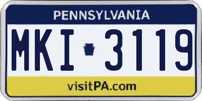 PA license plate MKI3119
