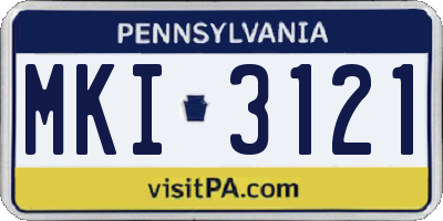 PA license plate MKI3121