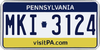PA license plate MKI3124