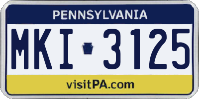 PA license plate MKI3125