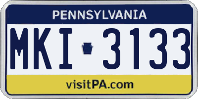 PA license plate MKI3133