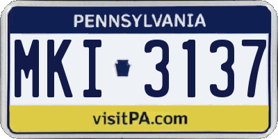 PA license plate MKI3137