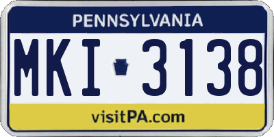 PA license plate MKI3138