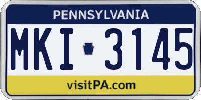 PA license plate MKI3145