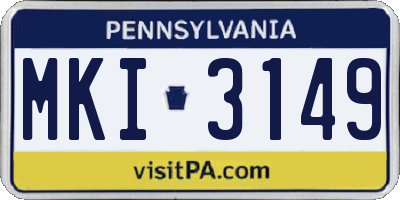 PA license plate MKI3149