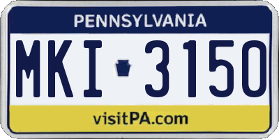 PA license plate MKI3150