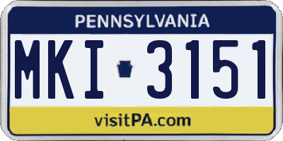 PA license plate MKI3151