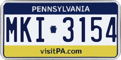 PA license plate MKI3154