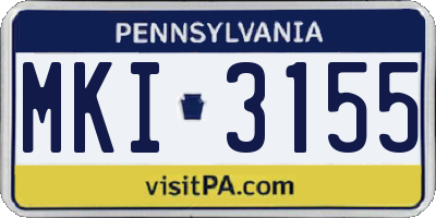 PA license plate MKI3155