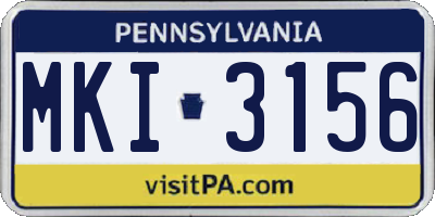 PA license plate MKI3156