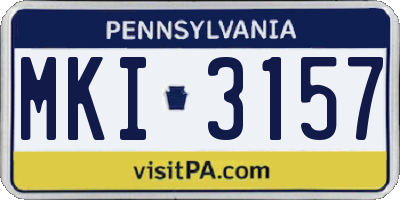 PA license plate MKI3157