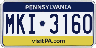 PA license plate MKI3160