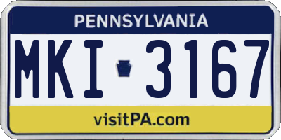PA license plate MKI3167