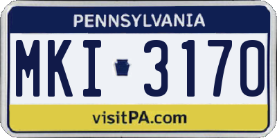 PA license plate MKI3170