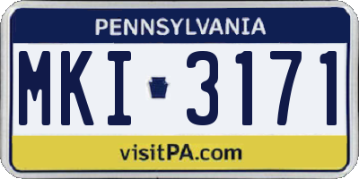 PA license plate MKI3171