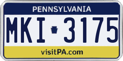 PA license plate MKI3175