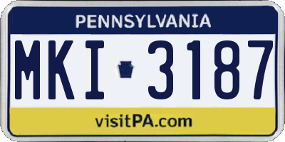 PA license plate MKI3187